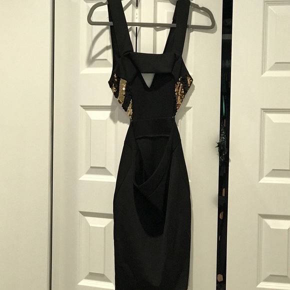 Black and Gold sequence Mini Dress - Picture 2 of 2